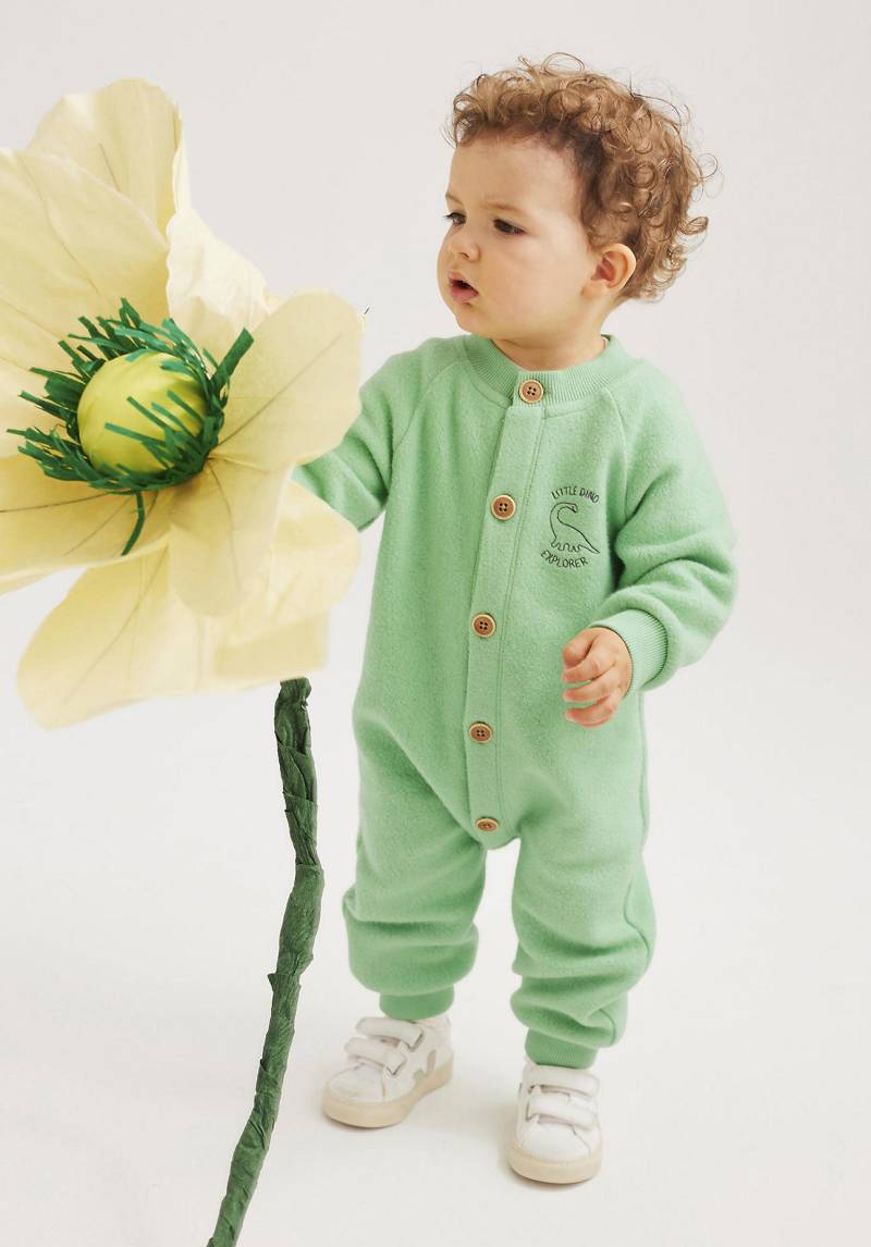 hessnatur Baby Fleece Overall Regular aus Bio-Baumwolle - grün Grösse62/68 von hessnatur