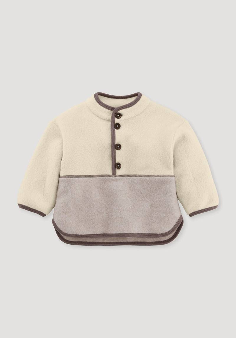 hessnatur Baby Fleece Troyer Relaxed aus Bio-Baumwolle - beige Grösse74/80 von hessnatur