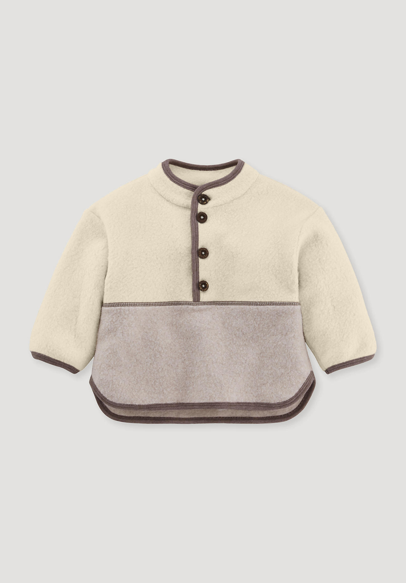 hessnatur Baby Fleece Troyer Relaxed aus Bio-Baumwolle - beige Grösse98/104 von hessnatur