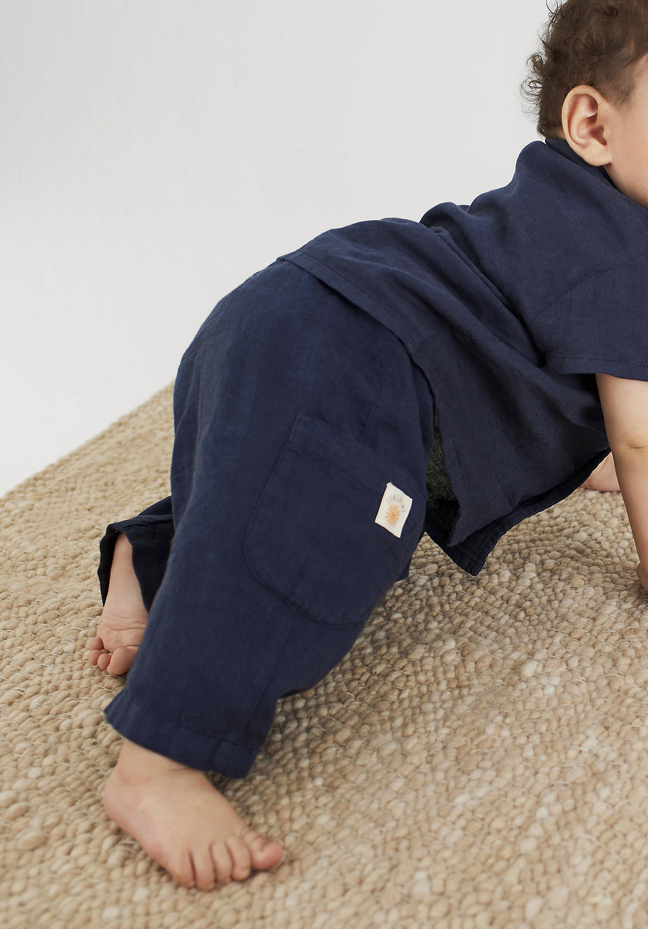 hessnatur Baby Hose Relaxed aus Leinen mit Bio-Baumwolle - blau Grösse86/92 von hessnatur