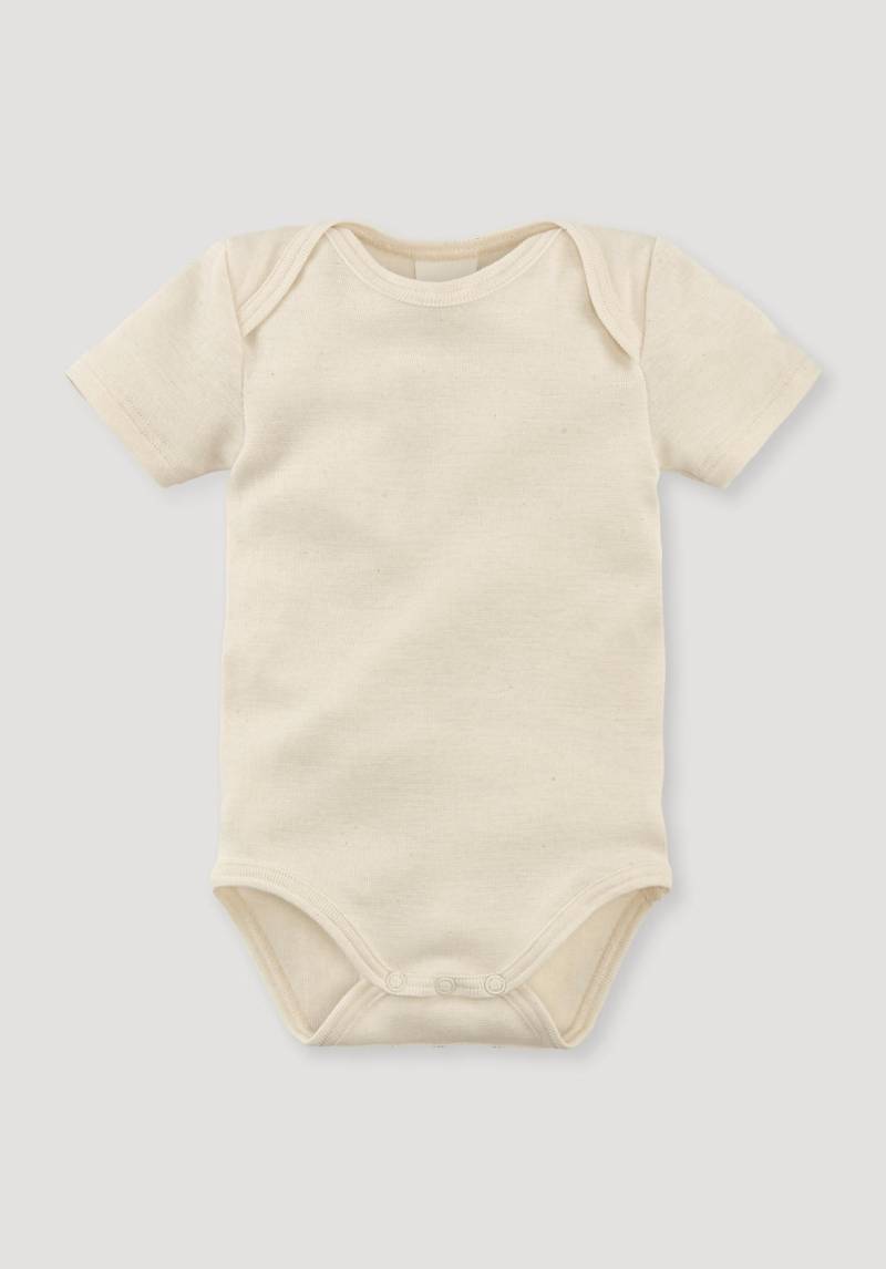 hessnatur Baby Body Kurzarm Slim aus Bio-Baumwolle mit Bio-Merinowolle und Seide - naturfarben Grösse98/104 von hessnatur