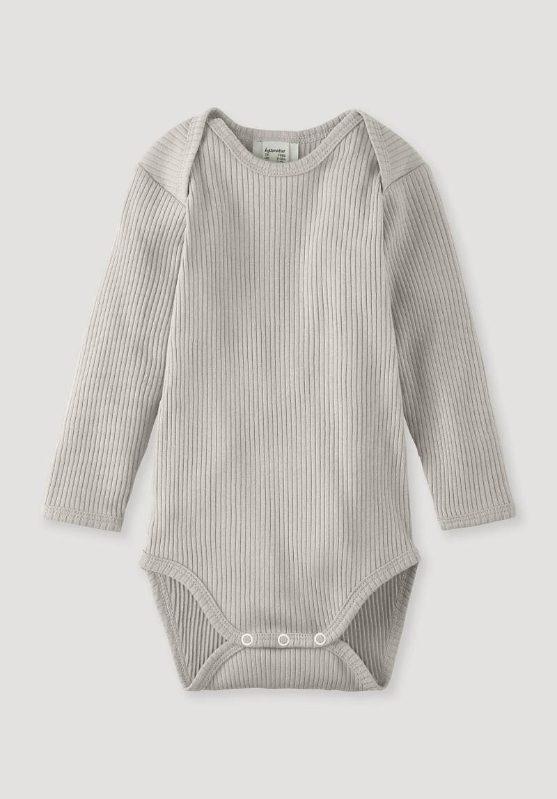 hessnatur Baby Langarmbody Slim aus Bio-Baumwolle mit Bio-Merinowolle - beige Grösse62/68 von hessnatur