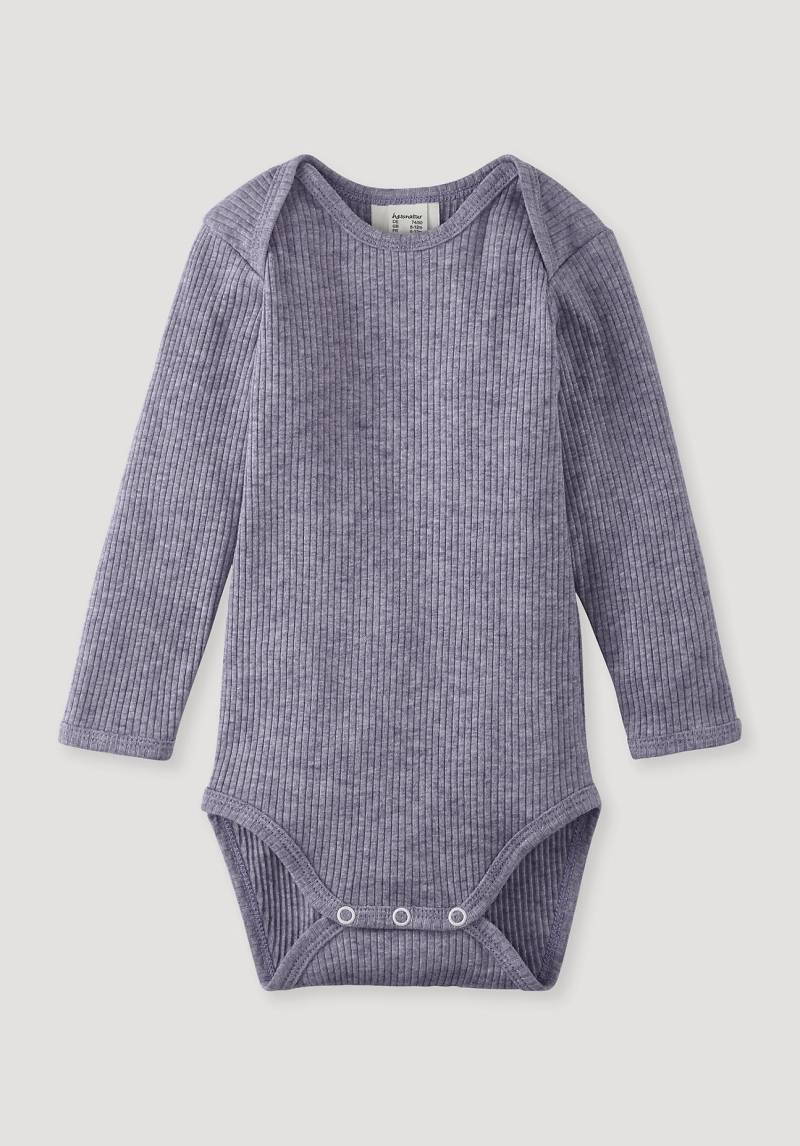 hessnatur Baby Langarmbody Slim aus Bio-Baumwolle mit Bio-Merinowolle - lila Grösse74/80 von hessnatur