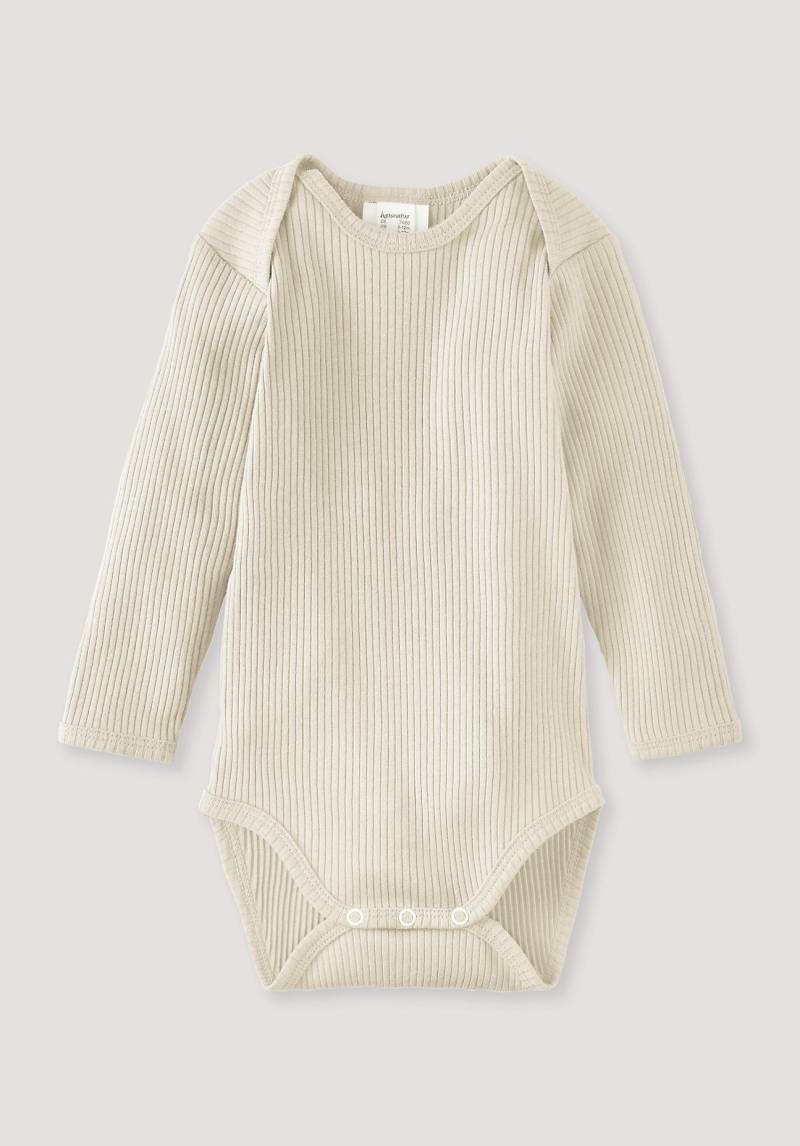 hessnatur Baby Langarmbody Slim aus Bio-Baumwolle mit Bio-Merinowolle - naturfarben Grösse62/68 von hessnatur