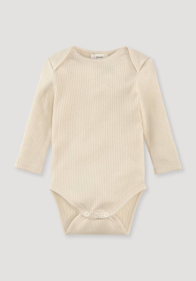 hessnatur Baby Langarmbody Slim aus Bio-Baumwolle mit Schurwolle - naturfarben Grösse62/68 von hessnatur