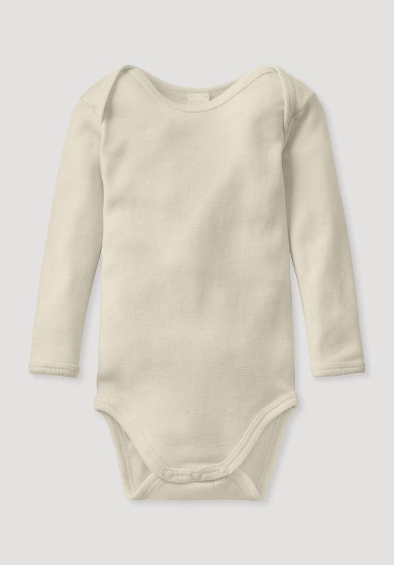 hessnatur Baby Langarmbody Slim aus Bio-Merinowolle mit Seide - naturfarben Grösse62/68 von hessnatur