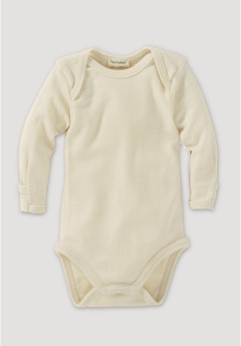 hessnatur Baby Langarmbody Slim aus Bio-Merinowolle mit Seide - naturfarben Grösse98/104 von hessnatur