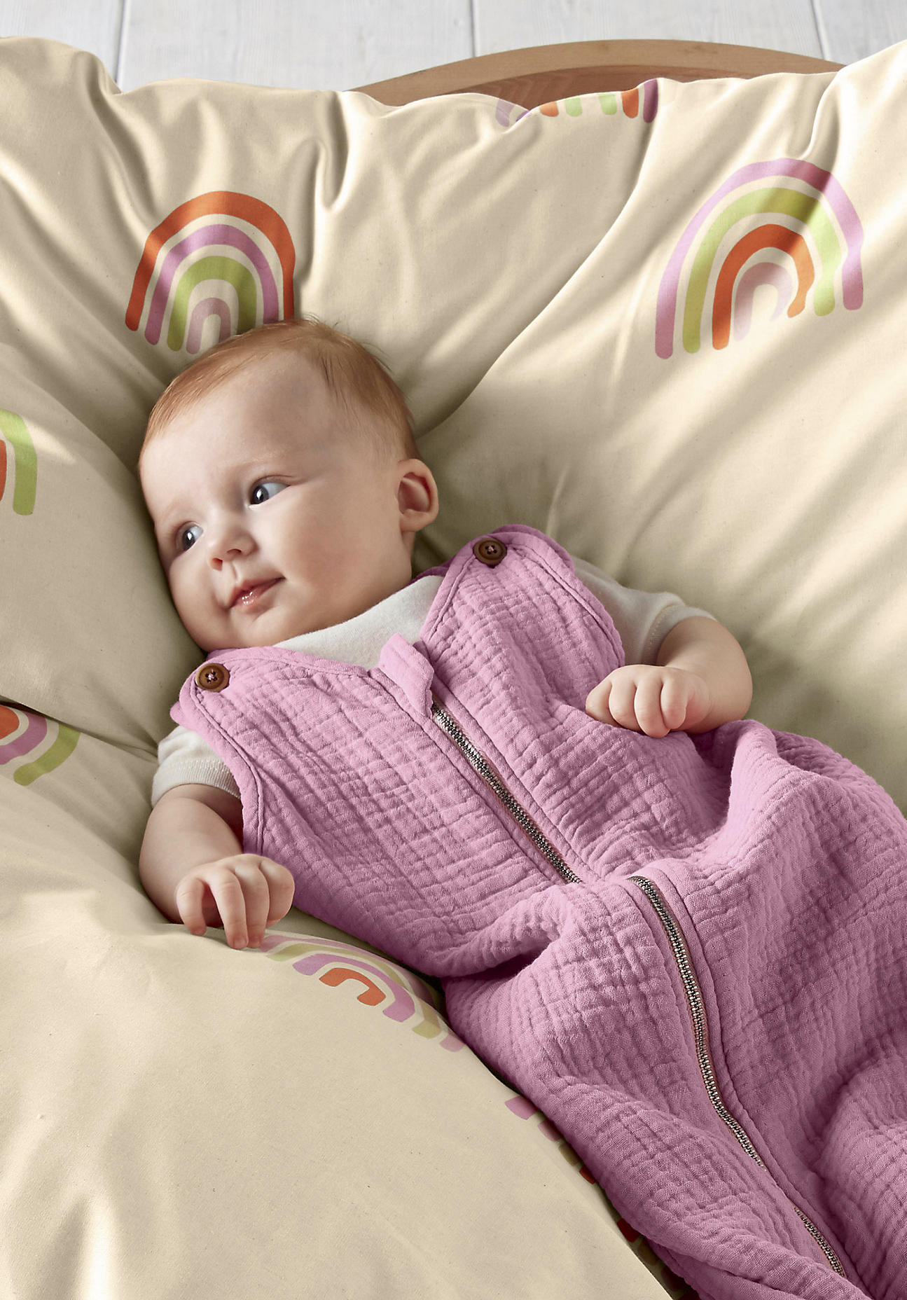 hessnatur Baby Musselin-Schlafsack aus Bio-Baumwolle - lila Grösse110 cm