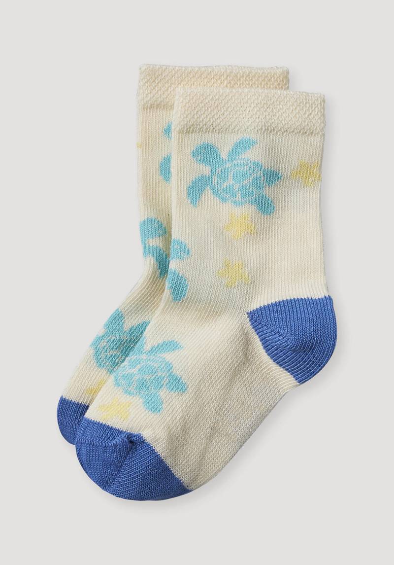 hessnatur Baby Socken mit Motiv aus Bio-Baumwolle - blau Grösse17-18 von hessnatur