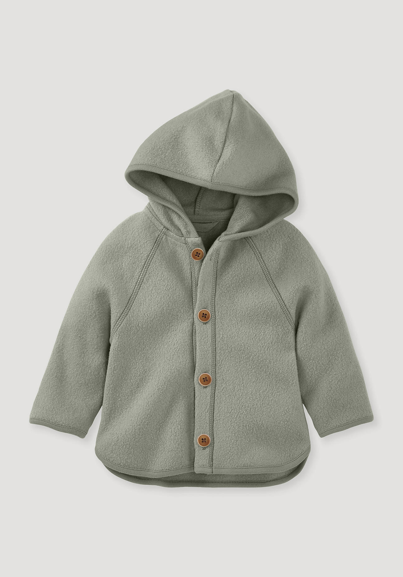 hessnatur Baby Softfleece Jacke Regular aus 100% Bio-Baumwolle - grün Grösse62/68 von hessnatur