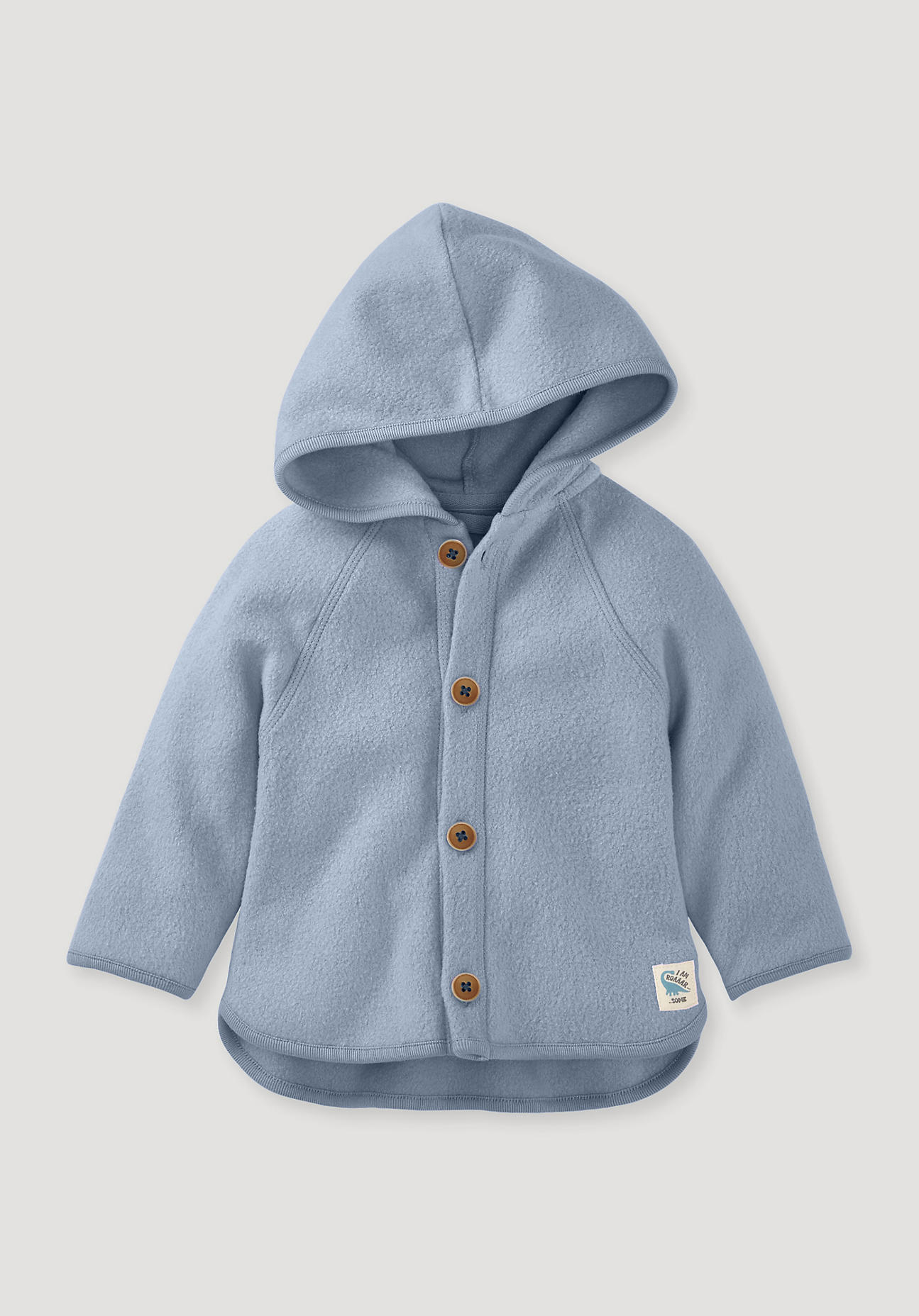 hessnatur Baby Softfleece Jacke Regular aus Bio-Baumwolle - helles jeansblau Grösse62/68 von hessnatur