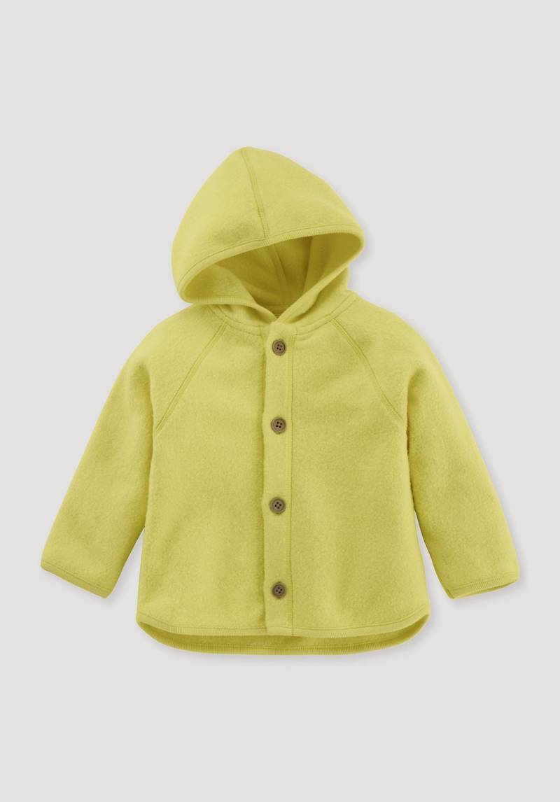 hessnatur Baby Softfleece Jacke Regular aus Bio-Baumwolle - limone Grösse62/68 von hessnatur