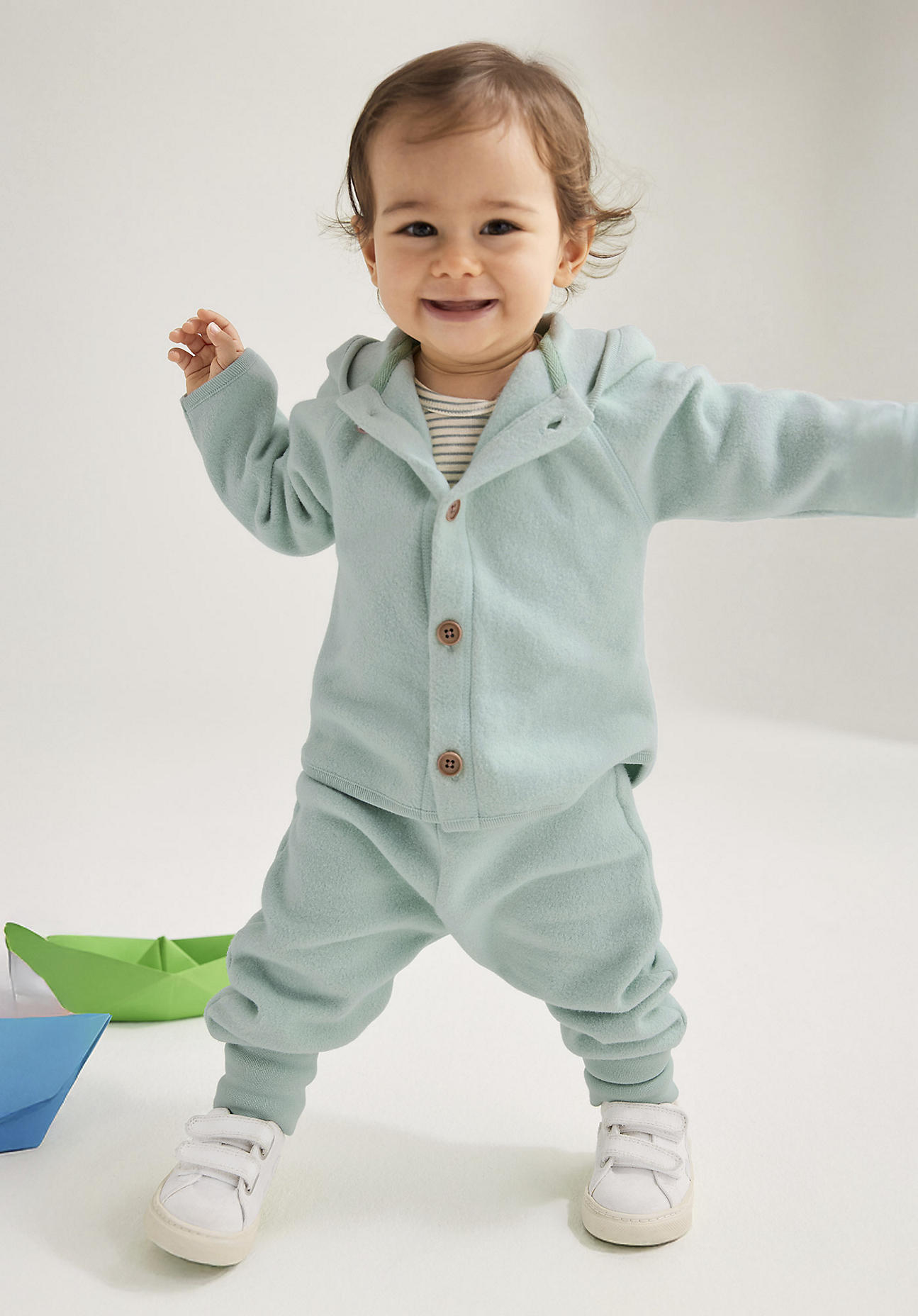 hessnatur Baby Softfleece Jacke Regular aus Bio-Baumwolle - mint Grösse62/68 von hessnatur