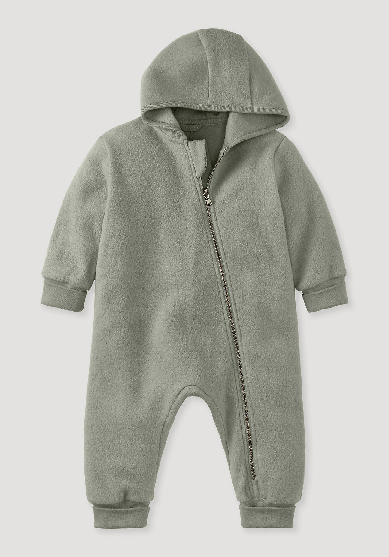 hessnatur Baby Softfleece Overall Regular aus Bio-Baumwolle - grün Grösse74/80 von hessnatur