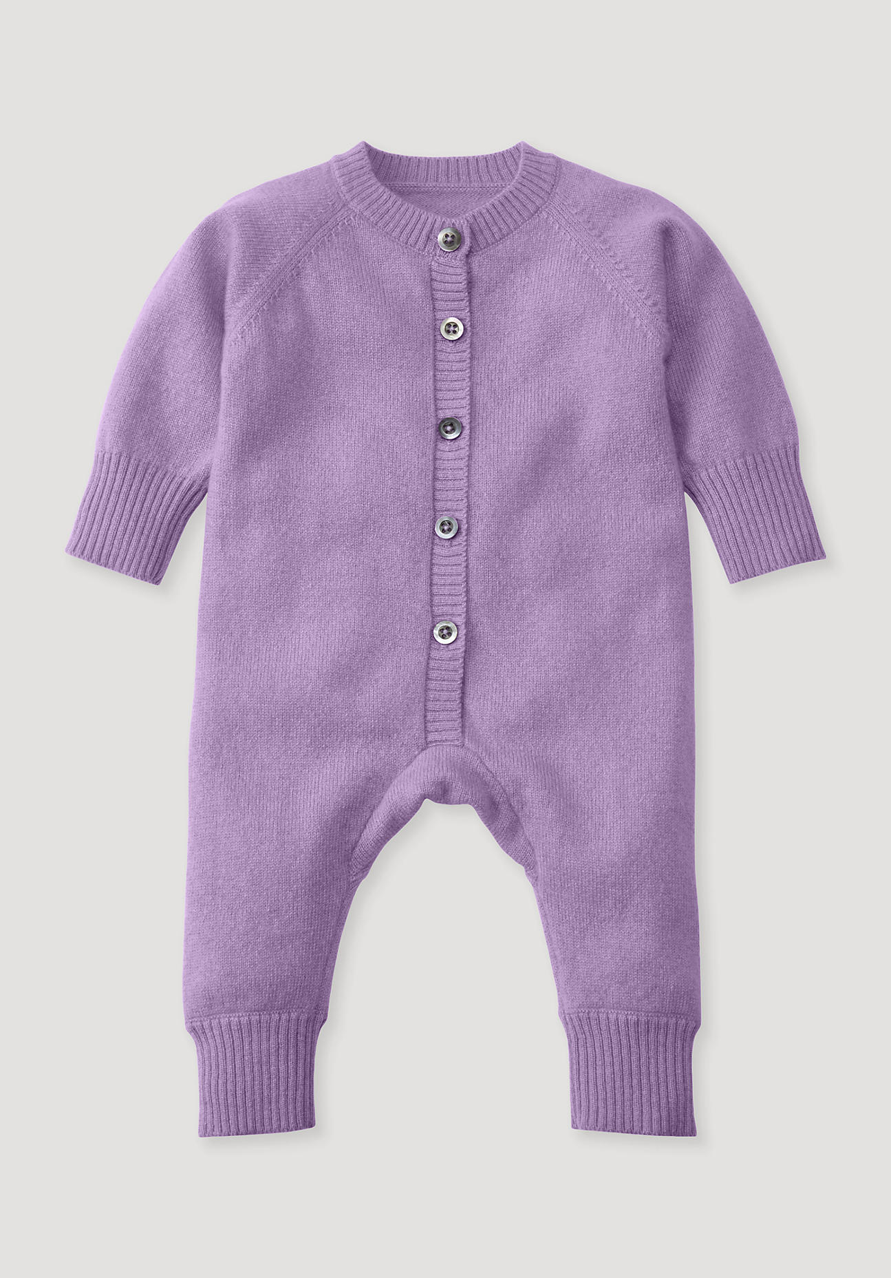 hessnatur Baby Strick Overall Regular aus Kaschmir - lila Grösse50/56 von hessnatur