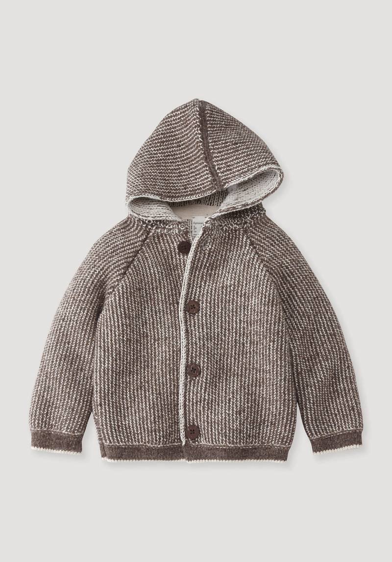 hessnatur Baby Strickjacke Regular aus ökologisch nachhaltiger Rhönwolle mit Bio-Baumwolle - beige Grösse62/68 von hessnatur