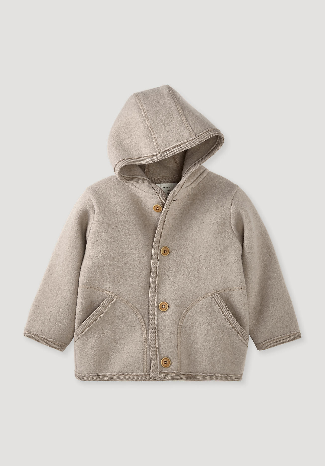 hessnatur Baby Walk Jacke Regular aus Bio-Merinowolle - beige Grösse74/80 von hessnatur