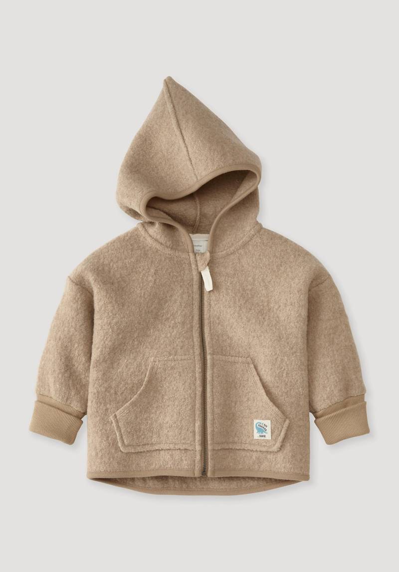 hessnatur Baby Wollwalk Jacke Relaxed aus Bio-Merinowolle - beige Grösse62/68 von hessnatur