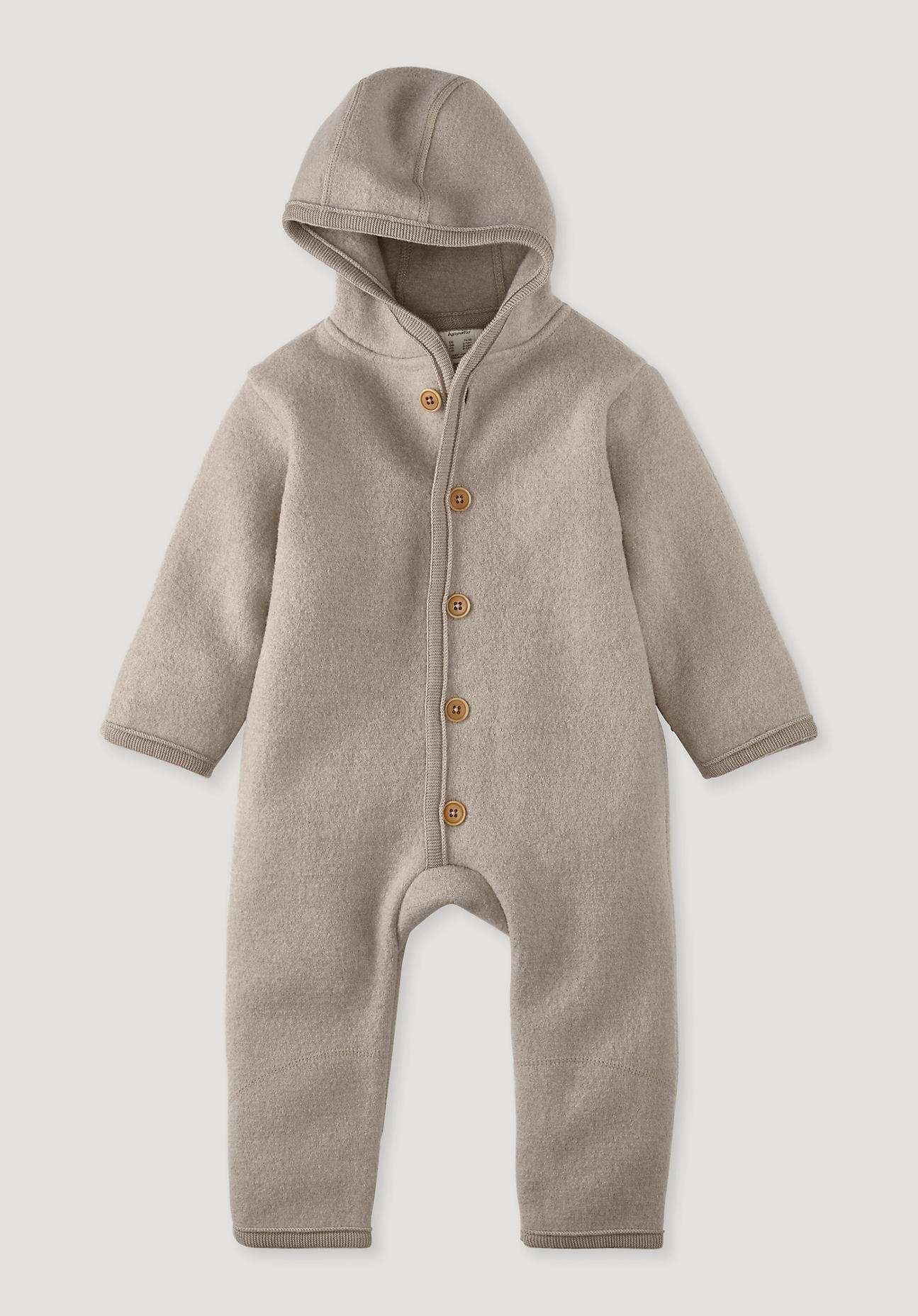 hessnatur Baby Wollwalk Overall Regular aus Bio-Merinowolle - beige Grösse50/56 von hessnatur