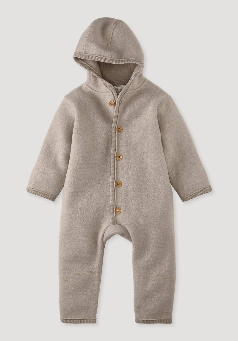 hessnatur Baby Wollwalk Overall Regular aus Bio-Merinowolle - beige Grösse74/80 von hessnatur