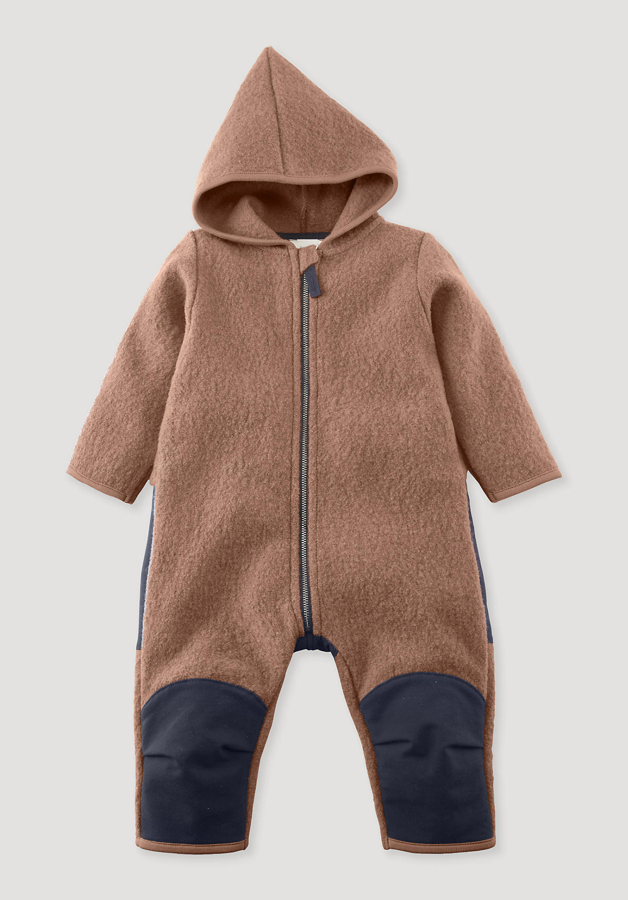 hessnatur Baby Wollwalk Overall Regular mit Softshell und Bio-Merinowolle - braun Grösse62/68