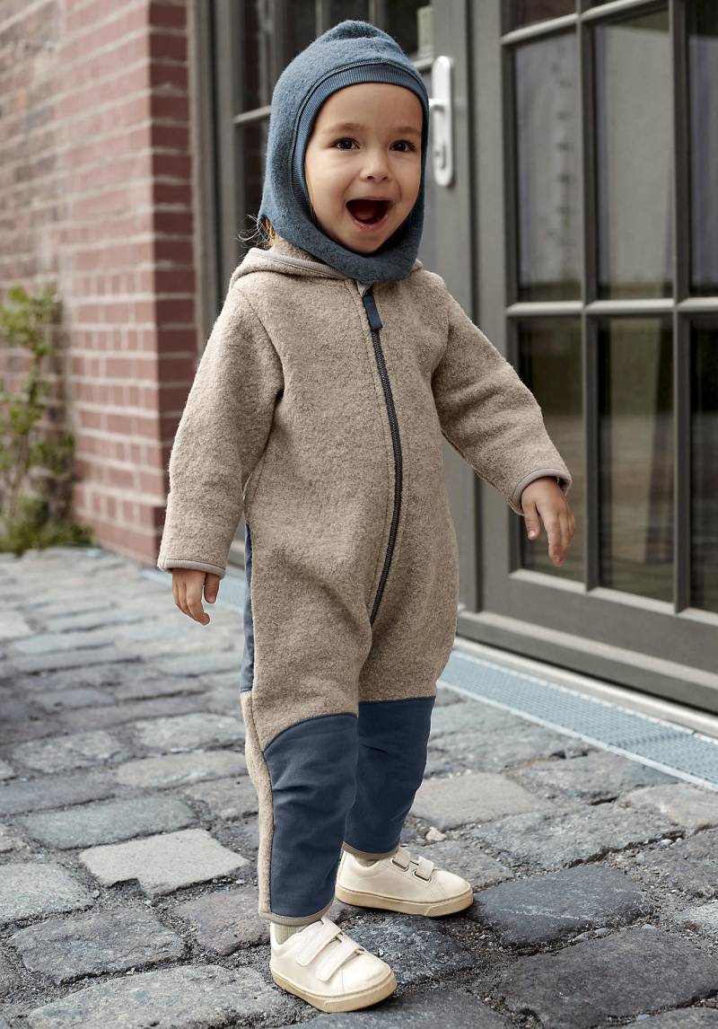 hessnatur Baby Wollwalk Overall Regular mit Softshell und Bio-Merinowolle - grau Grösse62/68 von hessnatur