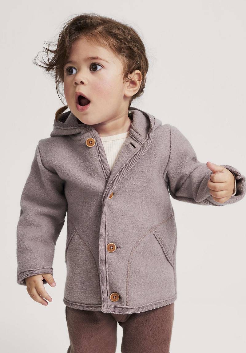 hessnatur Baby Wollwalk Jacke Regular aus Bio-Merinowolle - lila Grösse62/68 von hessnatur