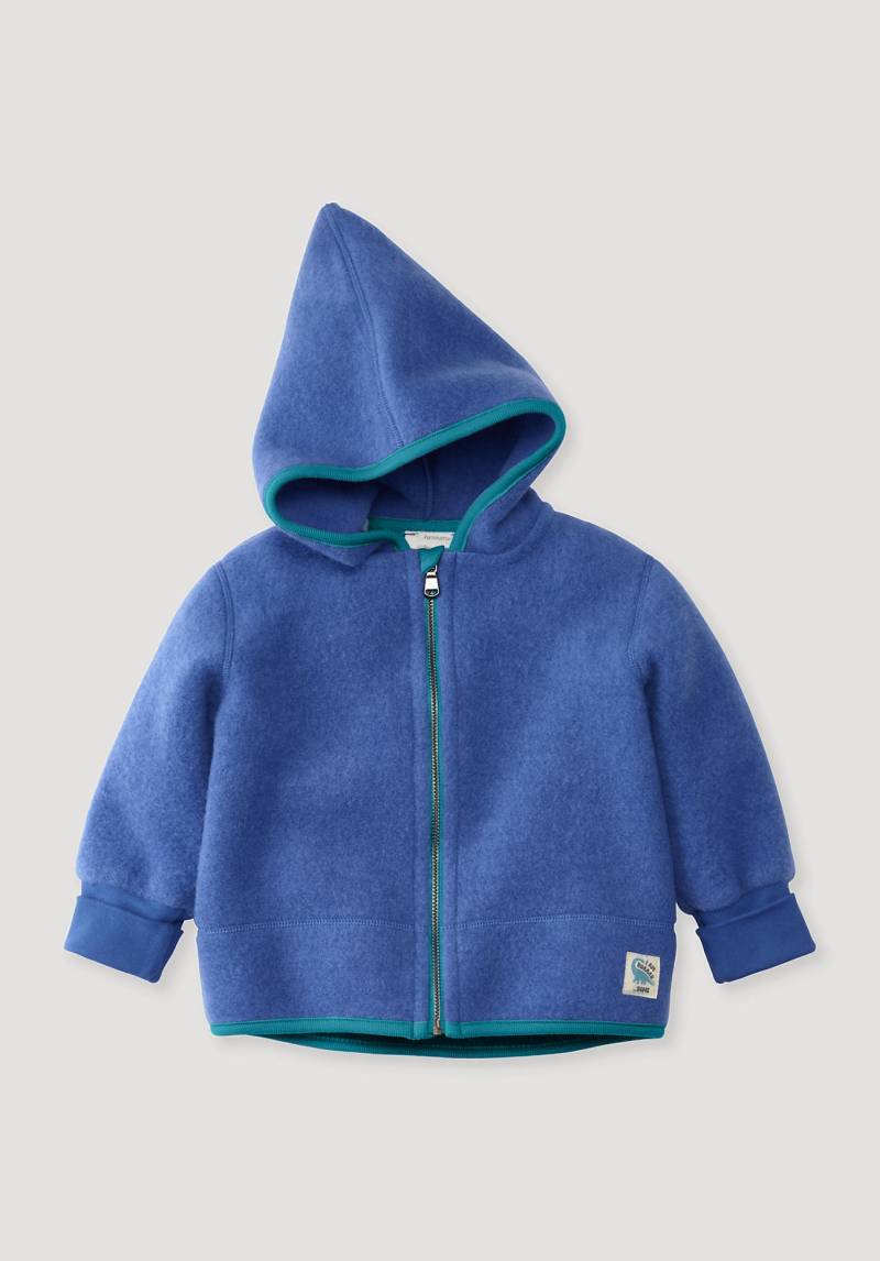 hessnatur Baby Wollfleece Jacke Regular aus Bio-Merinowolle - blau Grösse62/68 von hessnatur