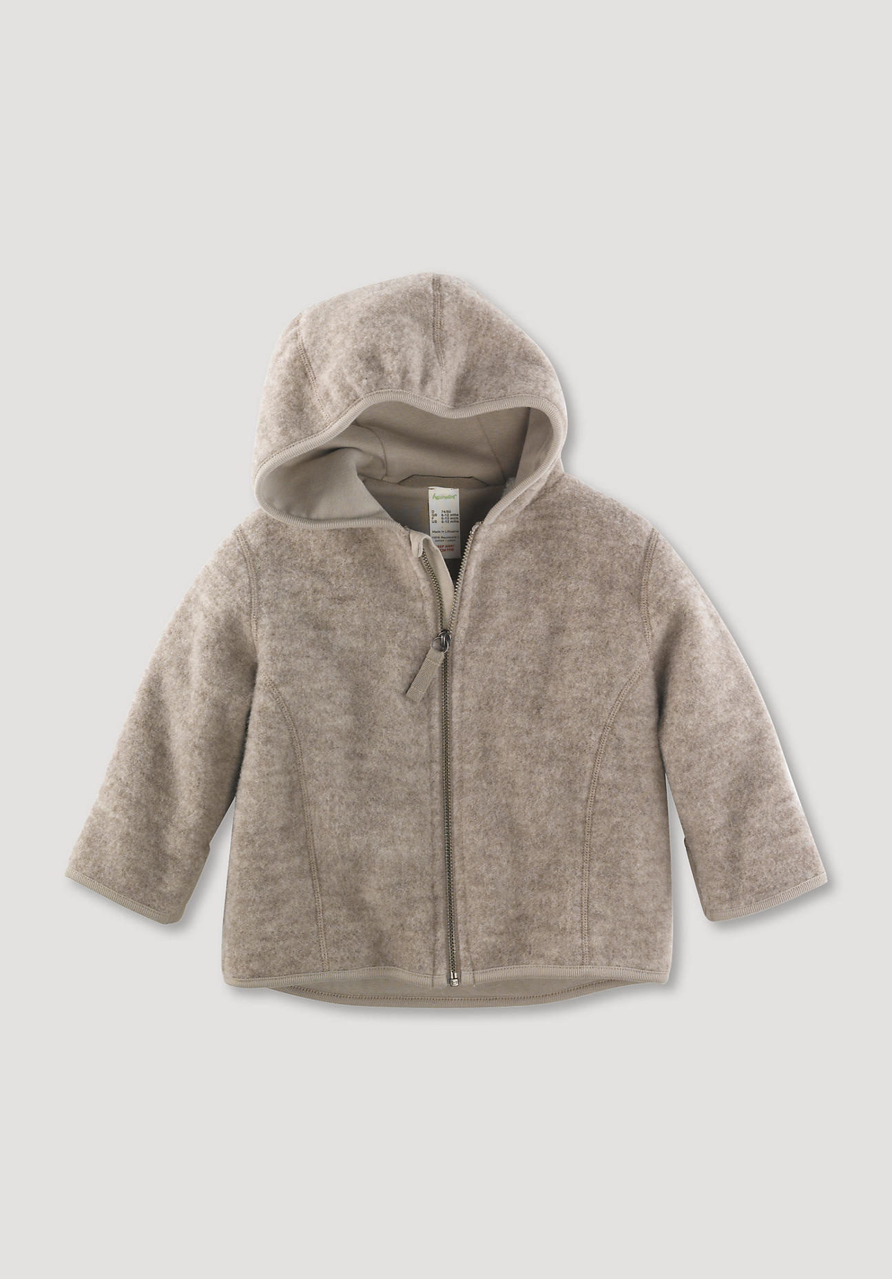 hessnatur Baby Wollfleece Jacke Regular aus Bio-Merinowolle - grau Grösse62/68 von hessnatur