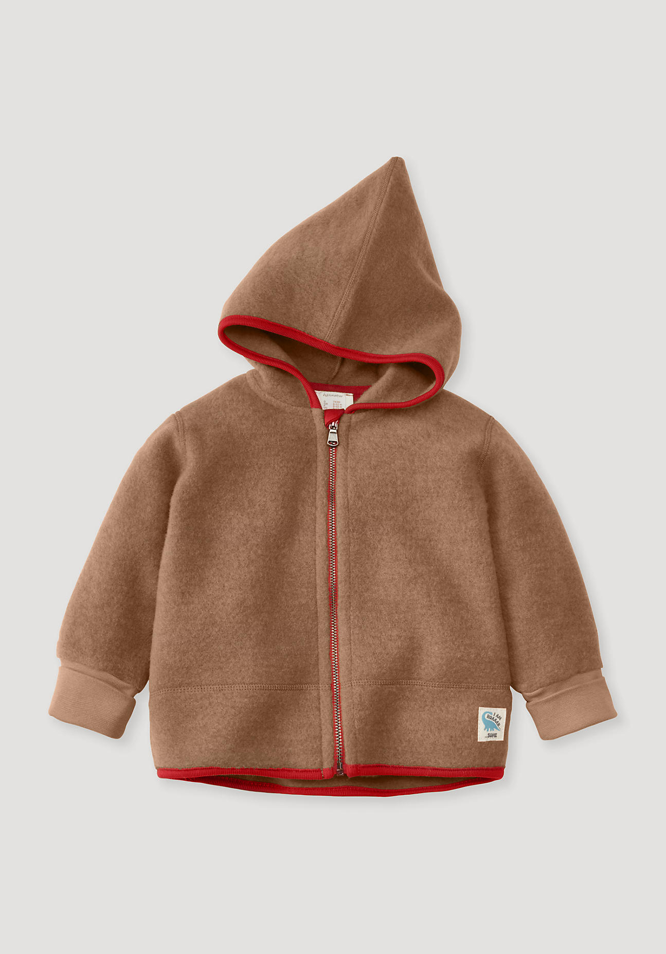 hessnatur Baby Wollfleece Jacke ungefüttert aus Merinowolle - braun Grösse86/92 von hessnatur