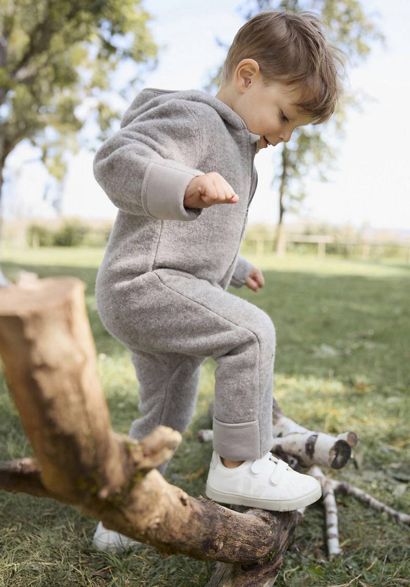 hessnatur Baby Wollfleece Overall Regular aus Bio-Merinowolle - grau Grösse50/56 von hessnatur