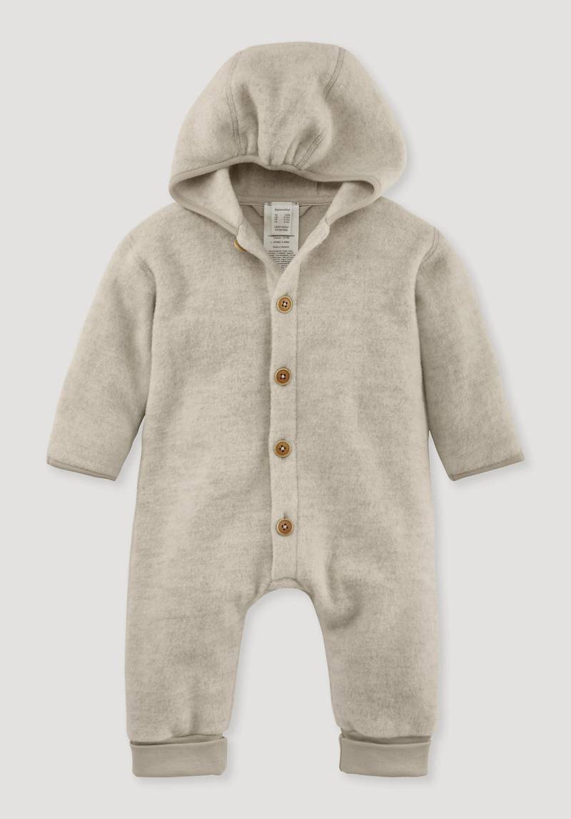 hessnatur Baby Wollfleece Overall Regular aus Bio-Merinowolle mit Bio-Baumwolle - beige Grösse86/92 von hessnatur