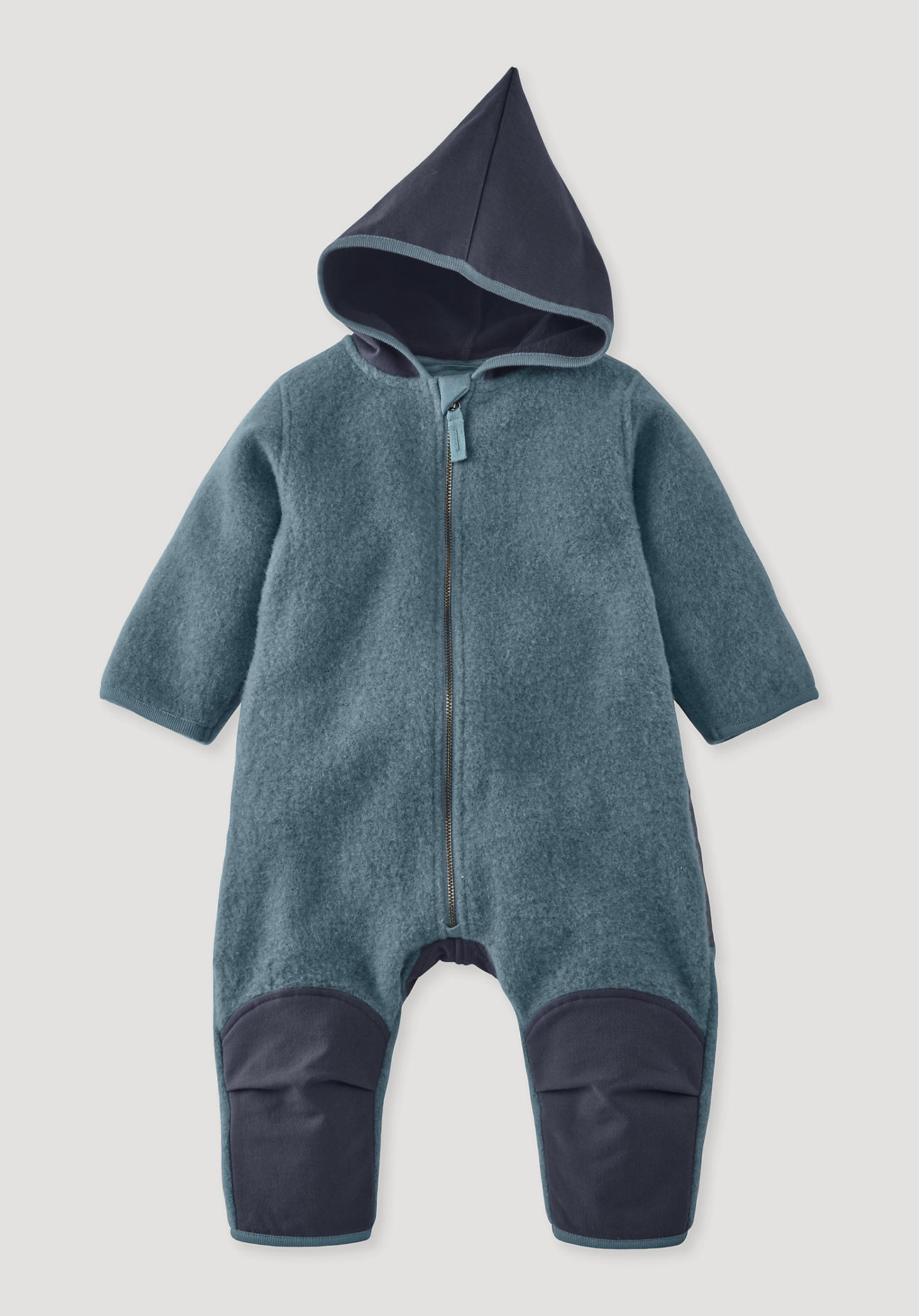 hessnatur Baby Wollfleece Overall Regular mit Softshell und Bio-Merinowolle - grün Grösse62/68 von hessnatur