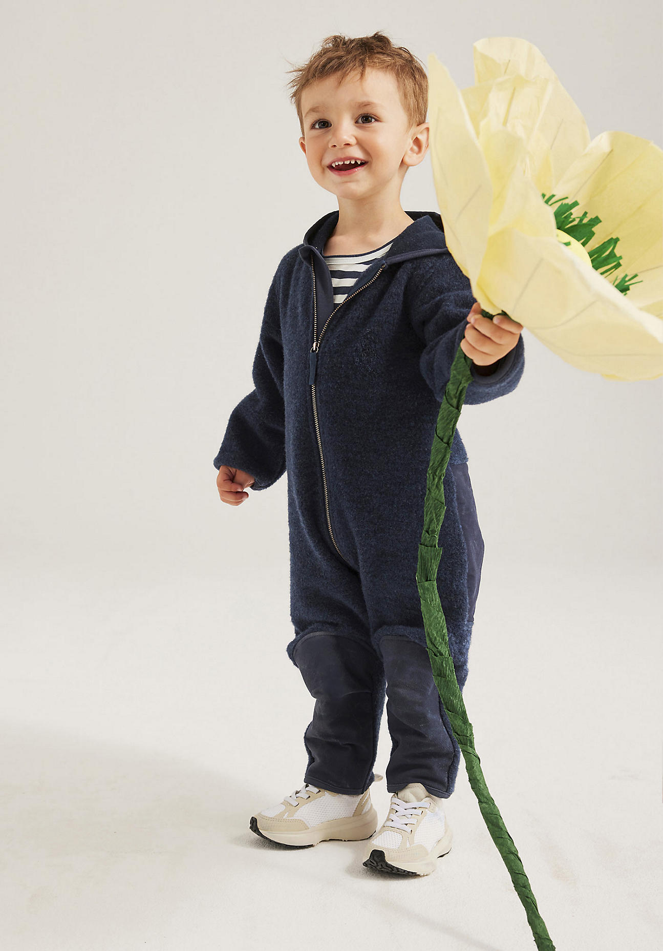 hessnatur Baby Wollfleece Overall aus Bio-Merinowolle mit Softshell - blau Grösse62/68 von hessnatur