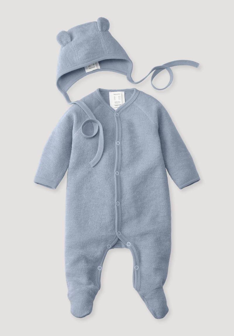 hessnatur Baby Wollfrottee Erstlingsausstattung aus Bio-Merinowolle - blau Grösse62/68 von hessnatur