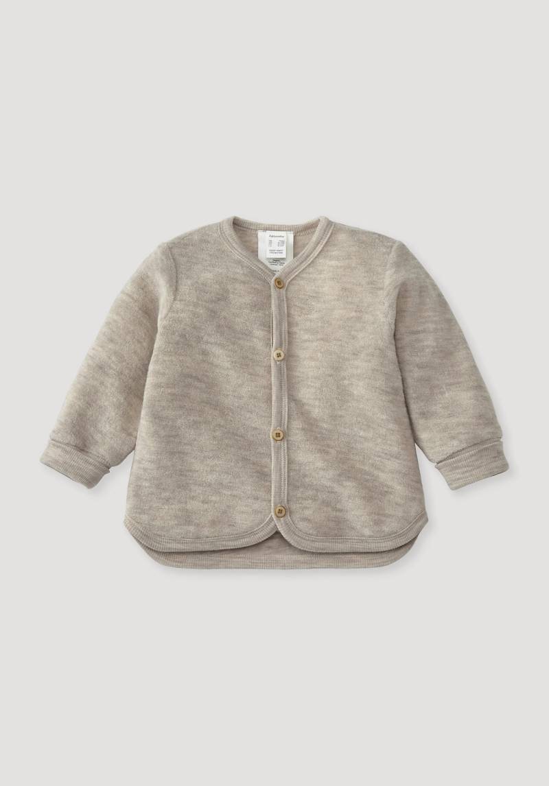 hessnatur Baby Wollfrottee Jacke Regular aus Bio-Merinowolle - beige Grösse86/92 von hessnatur