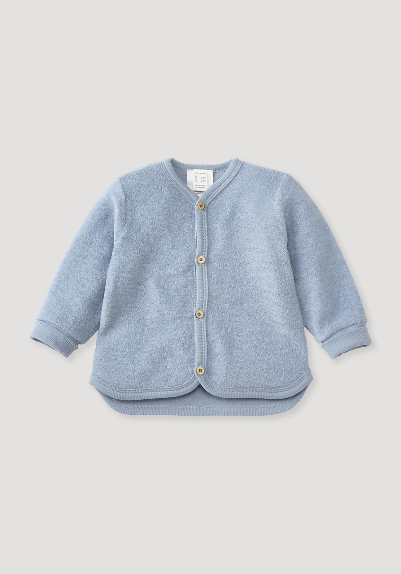 hessnatur Baby Wollfrottee Jacke Regular aus Bio-Merinowolle - blau Grösse50/56 von hessnatur