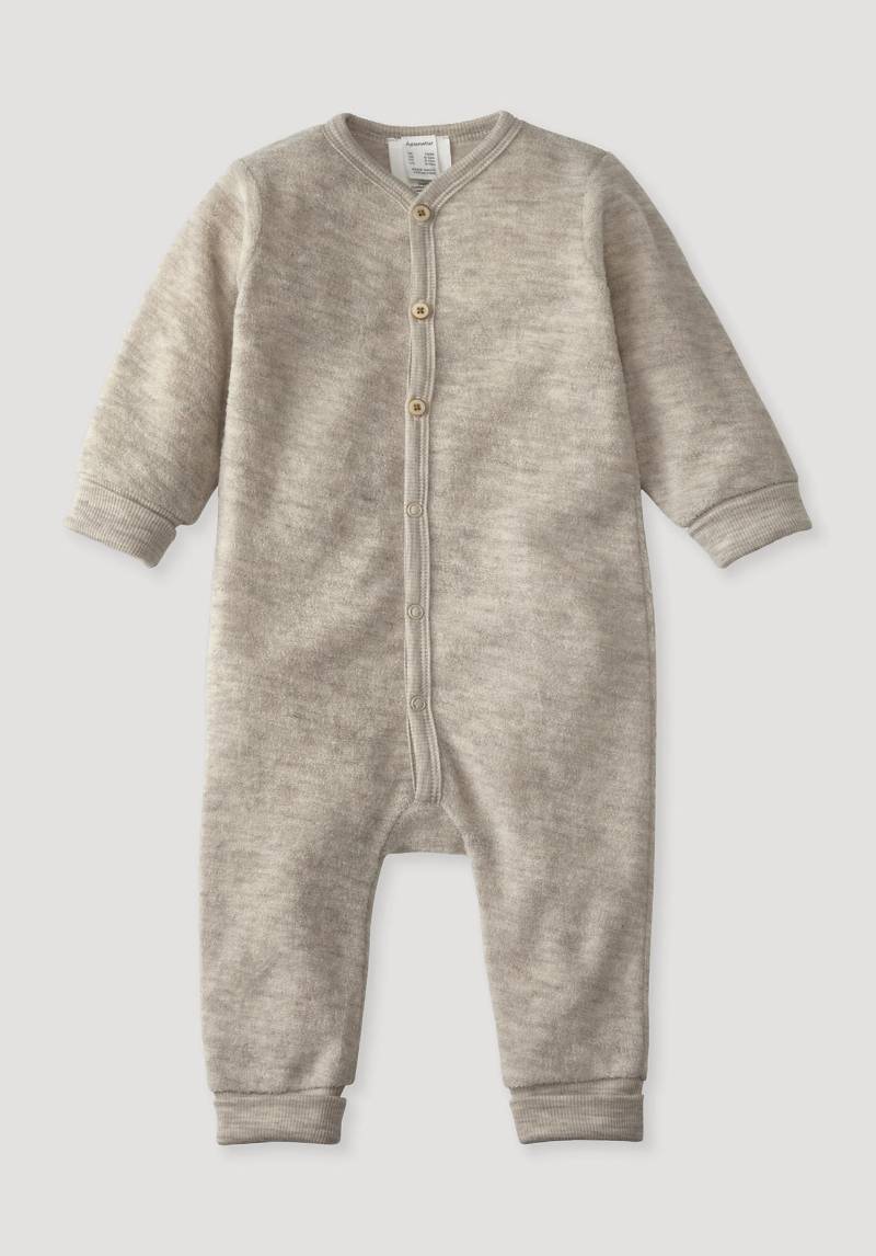 hessnatur Baby Wollfrottee Overall Regular aus Bio-Merinowolle - beige Grösse50/56 von hessnatur