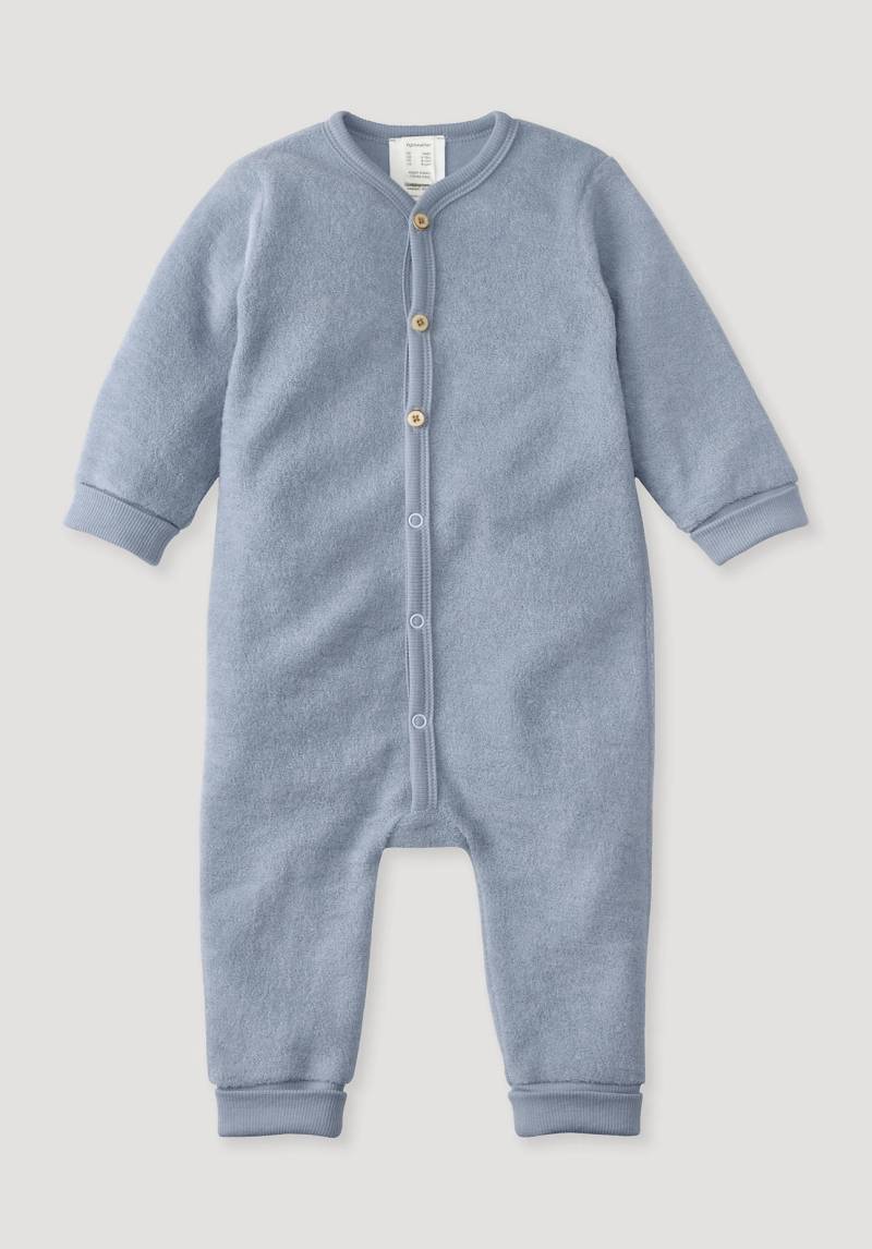 hessnatur Baby Wollfrottee Overall Regular aus Bio-Merinowolle - blau Grösse50/56 von hessnatur