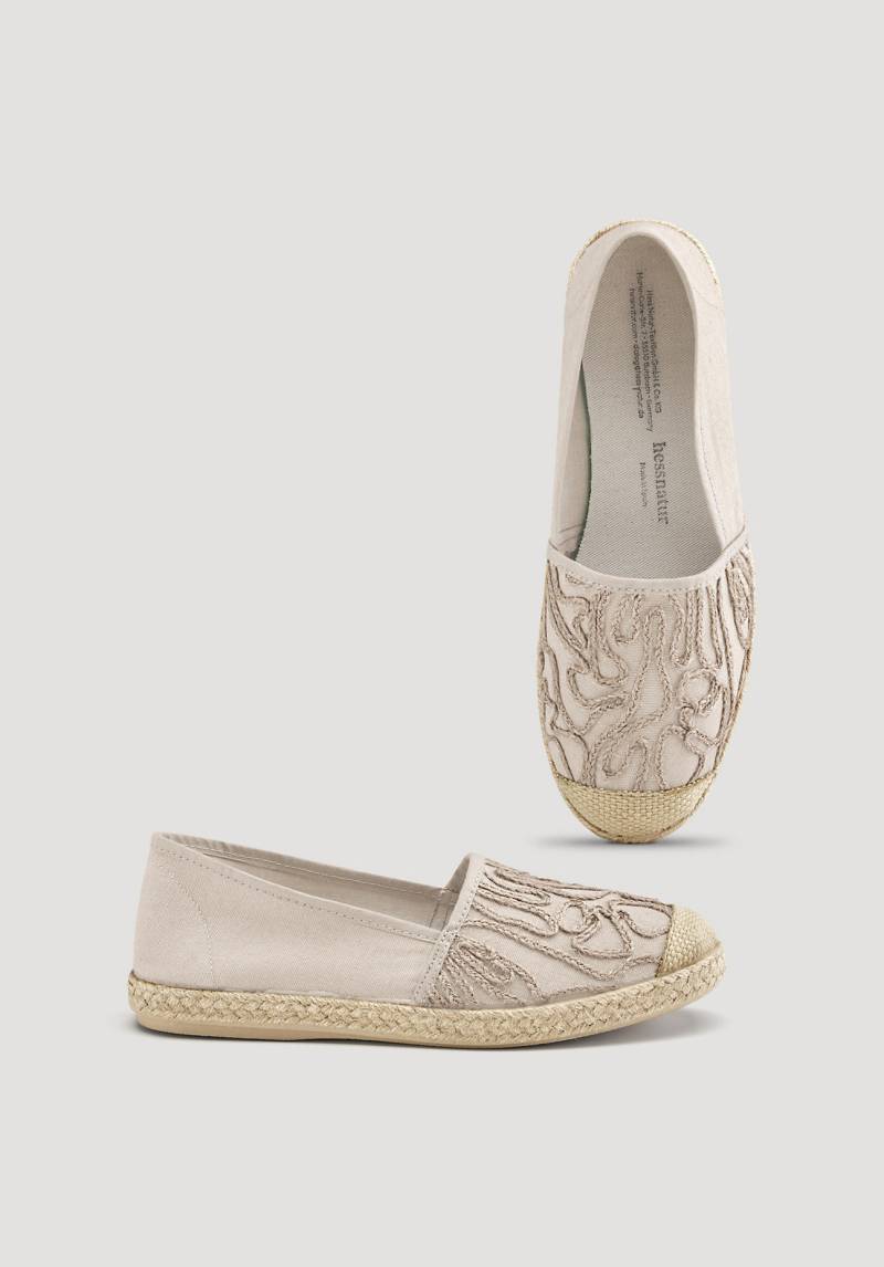 hessnatur Damen Bestickte Espadrilles mit Bio-Baumwolle - beige Grösse36 von hessnatur