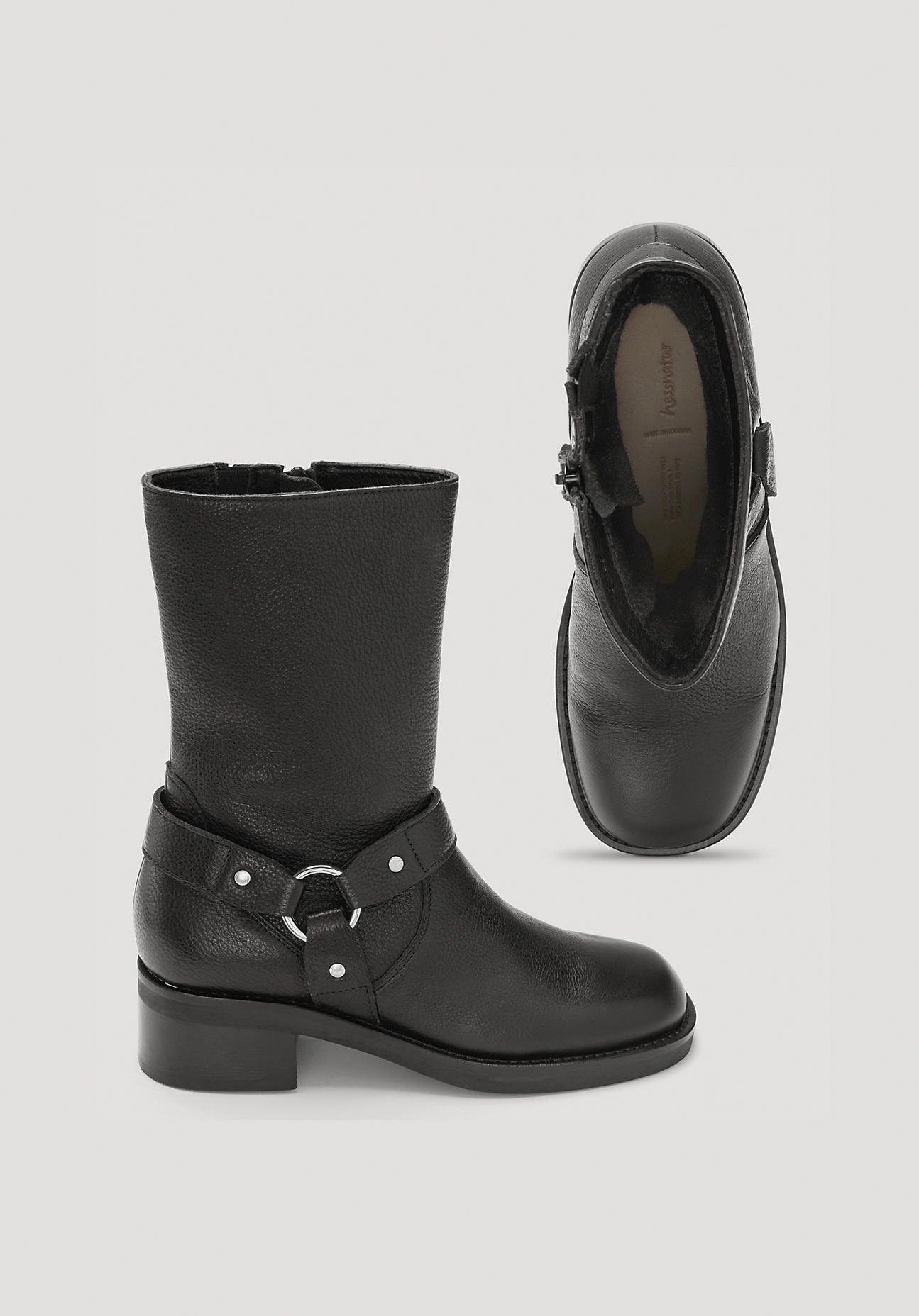 hessnatur Damen Biker Boots - schwarz Grösse37 von hessnatur