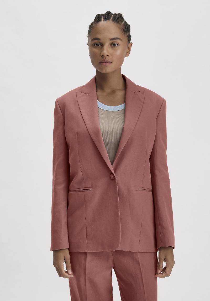 hessnatur Damen Blazer Relaxed aus Bio-Baumwolle mit Leinen - braun Grösse34 von hessnatur