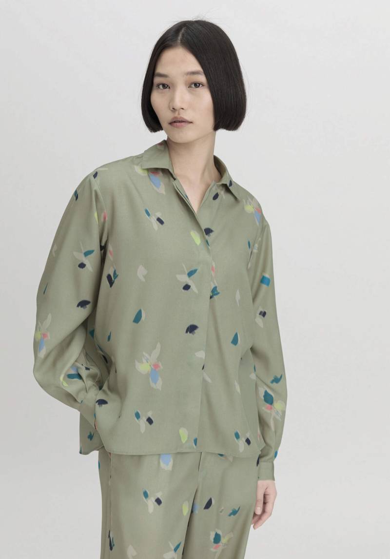 hessnatur Damen Bluse Oversize aus TENCEL™ Lyocell - grün Grösse36 von hessnatur