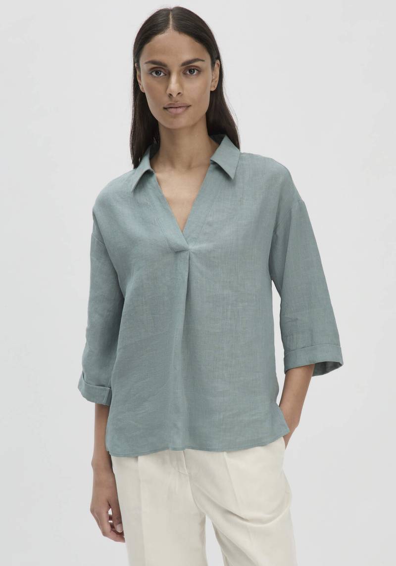 hessnatur Damen Bluse Relaxed aus Leinen - grün Grösse34 von hessnatur