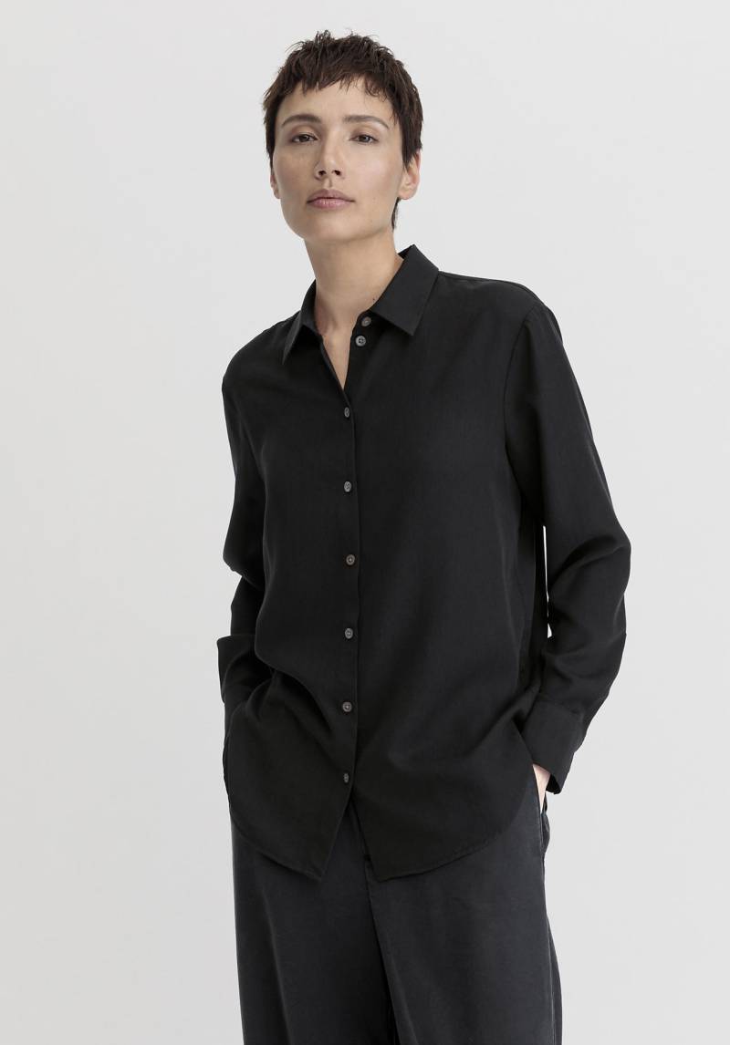 hessnatur Damen Bluse Relaxed aus TENCEL™ Lyocell - schwarz Grösse46 von hessnatur