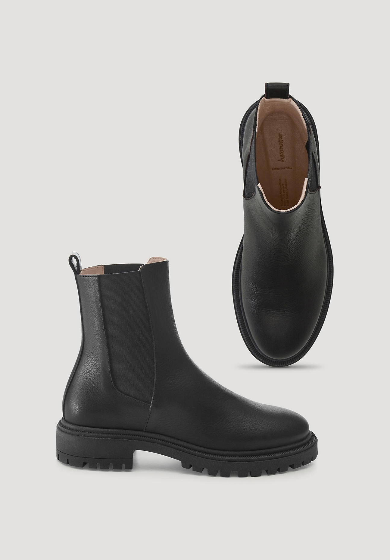 hessnatur Damen Chelsea Boots aus chromfrei gegerbtem Glatt-Leder - schwarz Grösse40 von hessnatur