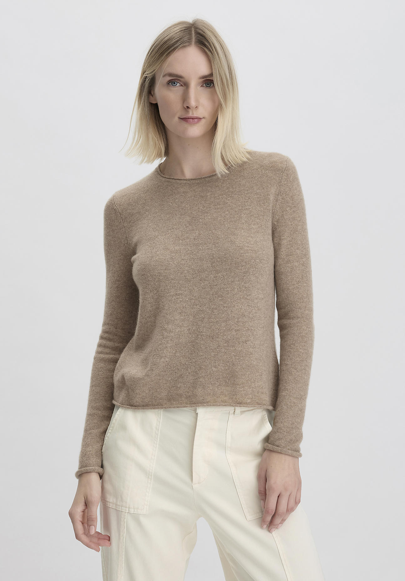 hessnatur Damen FTC × HESSNATUR Pullover Regular aus Kaschmir - beige GrösseL von hessnatur