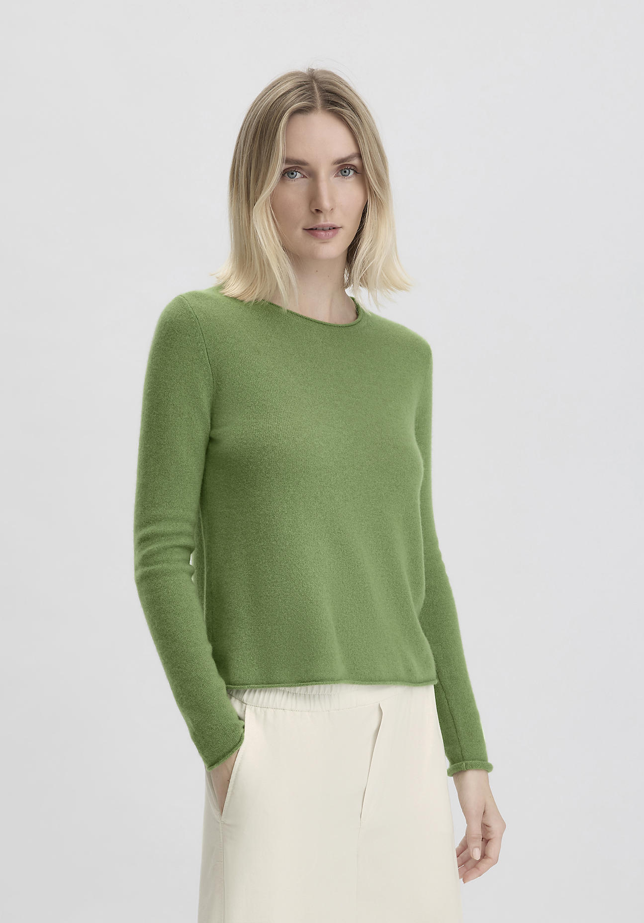 hessnatur Damen FTC × HESSNATUR Pullover Regular aus Kaschmir - grün GrösseL von hessnatur