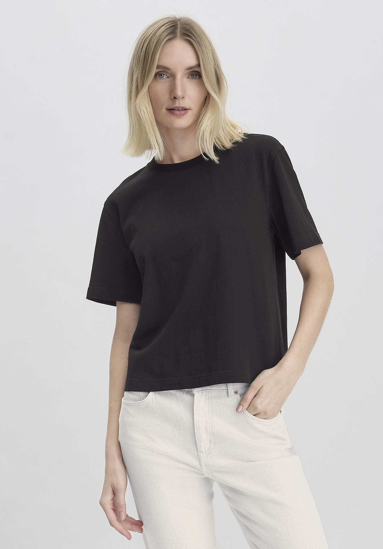 hessnatur Damen Heavy Jersey T-Shirt Oversize aus Bio-Baumwolle - schwarz Grösse34 von hessnatur