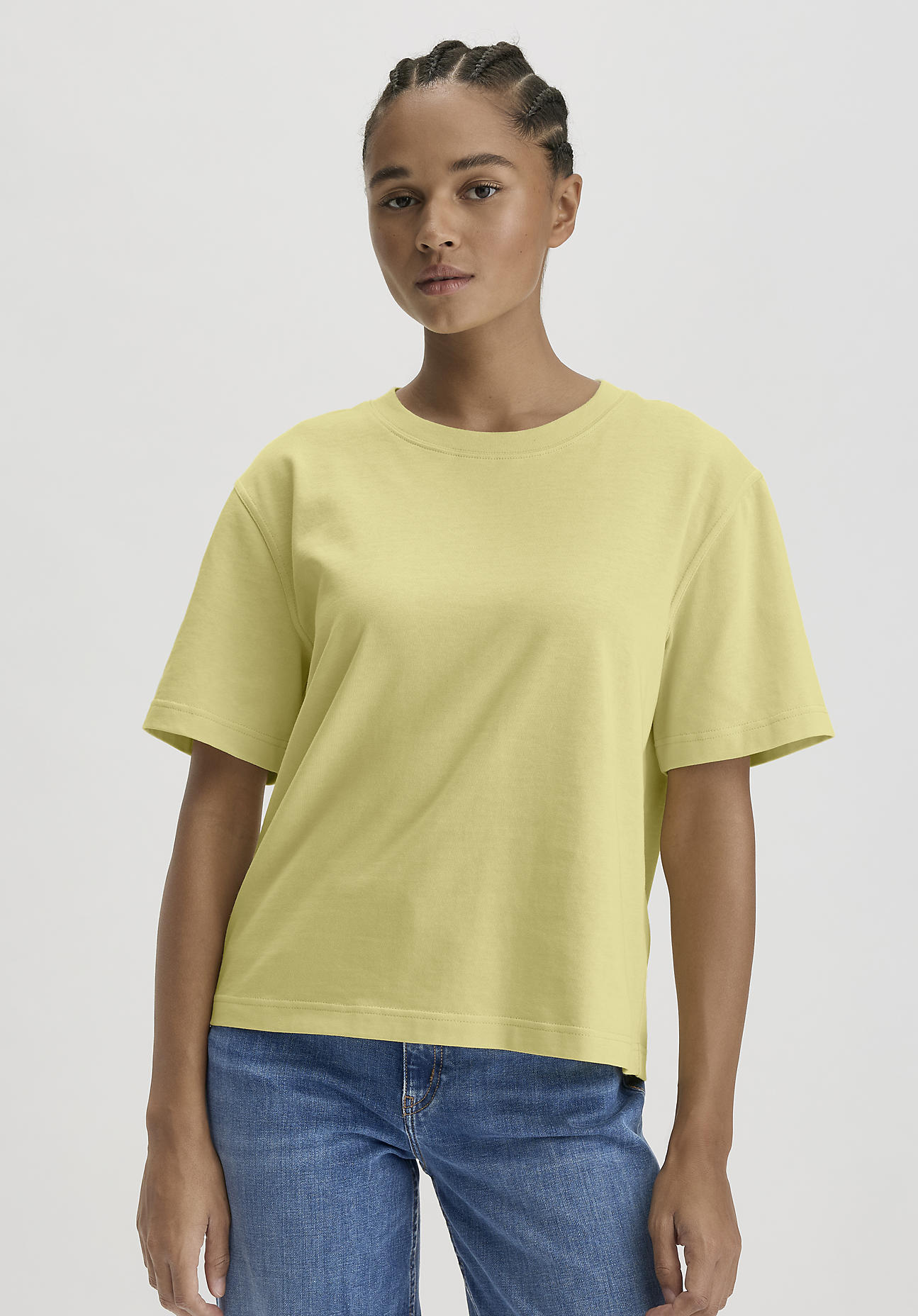 hessnatur Damen Heavy Jersey T-Shirt Oversize aus Bio-Baumwolle - gelb Grösse34 von hessnatur